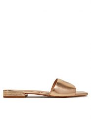 LAUREN RALPH LAUREN Klapki Everley 802970531001 Złoty. Żółte klapki damskie Lauren Ralph Lauren, bez wzorów, ze skóry, bez obcasa, bez zapięcia. Za 399.99 zł.