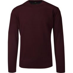 Sweter Męski Bordowy Wełniany, z Okrągłym Dekoltem, U-neck -HOVARD. Czerwone swetry męskie Hovard, m, bez wzorów, z tkaniny, biznesowe, bez kołnierzyka, bez ramiączek. Za 135.00 zł.