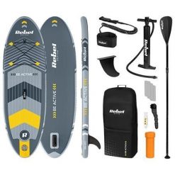 Deska SUP pompowana do pływania 244 cm wiosło Rebel zestaw pompka plecak. Szare plecaki męskie Rebel, bez wzorów, z materiału. Za 579.00 zł.