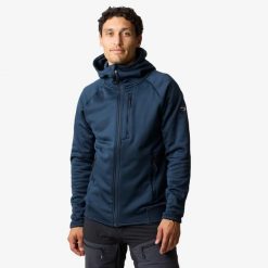 Bluza polarowa turystyka męska Swedemount Lofoten Tech Stretch Hood. Niebieskie bluzy sportowe męskie SWEDEMOUNT, na zimę, m, bez wzorów, z polaru, bez kaptura, narciarskie. Za 260.00 zł.