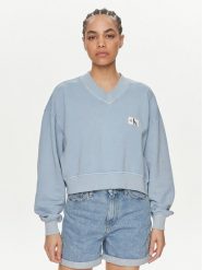 Calvin Klein Jeans Bluza J20J223079 Niebieski Relaxed Fit. Niebieskie bluzy damskie Calvin Klein Jeans, s, bez wzorów, z bawełny, bez ramiączek, bez kaptura. Za 299.99 zł.