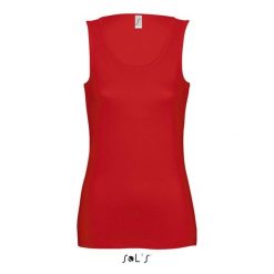 Damski tank top Sol's Jane. Czerwone topy damskie SOL'S, s, bez wzorów, z bawełny, bez kołnierzyka, bez ramiączek. W wyprzedaży za 31.50 zł.