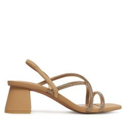 Sandały Call It Spring. Brązowe sandały damskie Call it Spring, bez wzorów, bez obcasa, na słupku, bez zapięcia. Za 219.99 zł.
