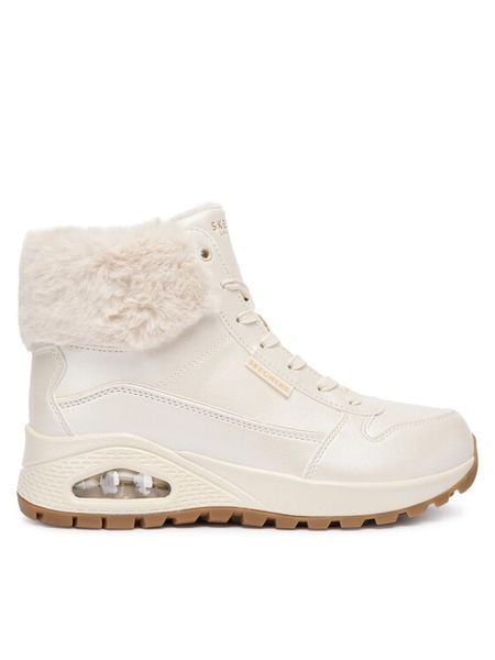 Skechers Trzewiki Uno Rugged 167821/OFWT Biały. Białe botki damskie Skechers, bez wzorów, ze skóry, bez obcasa, na płaskiej podeszwie, bez zapięcia. Za 359.99 zł.