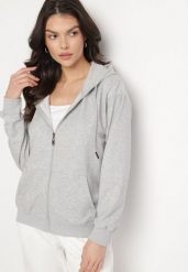 Szara Bawełniana Bluza Rozpinana z Kapturem i Sznurkiem Teloriela. Szare bluzy damskie Born2be, l, z aplikacjami, z bawełny, klasyczne, bez ramiączek, z kapturem. Za 59.99 zł.