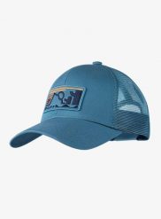 Czapka z daszkiem Buff Explore Trucker Cap - nidus blue L-XL. Niebieskie czapki damskie Buff, bez wzorów, z bawełny, eleganckie. Za 139.99 zł.