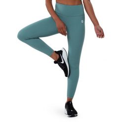 Legginsy sportowe ze średnim stanem Fitness Siroko Finish. Niebieskie legginsy damskie SIROKO, bez wzorów, z nylonu, bez zapięcia, na fitness i siłownię. W wyprzedaży za 105.00 zł.