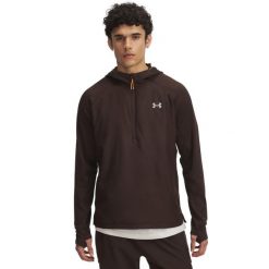 Bluza z kapturem Under Armour Launch. Brązowe bluzy męskie Under Armour, bez wzorów, sportowe, bez ramiączek, z kapturem. Za 358.50 zł.