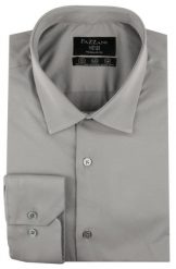 Jednokolorowa, Bawełniana Koszula o Prostym Kroju - Ciemnoszara. Szare koszule męskie Pazzani, bez wzorów, z bawełny, eleganckie, bez kołnierzyka, bez ramiączek. Za 169.00 zł.