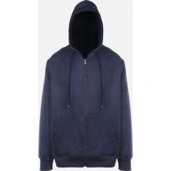 Granatowa Bluza z Kapturem Kassica. Niebieskie bluzy męskie Born2be, m, bez wzorów, z dzianiny, z kapturem. Za 74.99 zł.