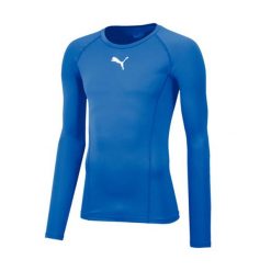 Koszulka męska Puma Liga Baselayer Tee LS. Niebieskie koszulki sportowe męskie Puma, m, bez wzorów, bez ramiączek, do piłki nożnej. Za 149.00 zł.