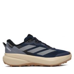 Trekkingi adidas. Niebieskie buty zimowe męskie Adidas, bez wzorów, z gore-texu, bez obcasa, bez zapięcia. Za 529.99 zł.