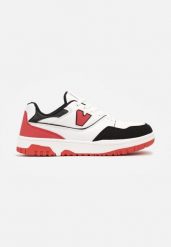 Biało-Czerwone Sznurowane Buty Sportowe z Ozdobną Naszywką Meraline. Białe buty sportowe męskie Born2be, z aplikacjami, z jeansu, bez zapięcia. Za 139.99 zł.