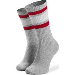 Skarpety Wysokie Damskie CHAMPION - Stripe Ribbed Crew Socks 804393 EM026 Loxgm/Wht/Red. Szare skarpetki damskie Champion, bez wzorów, z bawełny. W wyprzedaży za 39.00 zł.