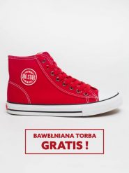 Trampki męskie wysokie czerwone JJ174607 603. Czerwone trampki męskie BIG STAR, bez wzorów, eleganckie, bez zapięcia. W wyprzedaży za 88.99 zł.