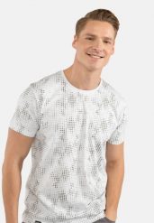 T-shirt z nadrukiem all over T-MELL. Białe t-shirty męskie Volcano, m, bez wzorów, z bawełny, bez kołnierzyka, bez ramiączek. Za 64.99 zł.