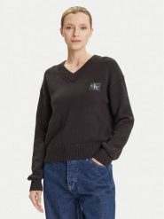 Calvin Klein Jeans Sweter LV047D352G Czarny Regular Fit. Czarne swetry nierozpinane damskie Calvin Klein Jeans, xxl, bez wzorów, z bawełny, bez kołnierzyka, bez ramiączek. Za 259.99 zł.