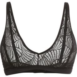 Biustonosz z trójkątnymi miseczkami bonprix czarny. Czarne bielizna sportowa damska bonprix, bez wzorów, z koronki. Za 34.99 zł.
