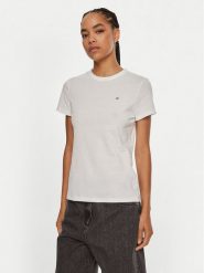 Calvin Klein T-Shirt Emb Graphic K20K208061 Biały Slim Fit. Białe t-shirty damskie Calvin Klein, xs, bez wzorów, z bawełny, bez kołnierzyka, bez ramiączek. Za 99.99 zł.