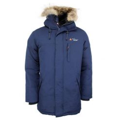 Parka Peak Mountain Cogan. Niebieskie parki męskie Peak Mountain, m, bez wzorów, z futra, eleganckie, bez kołnierzyka, bez kaptura. Za 705.50 zł.