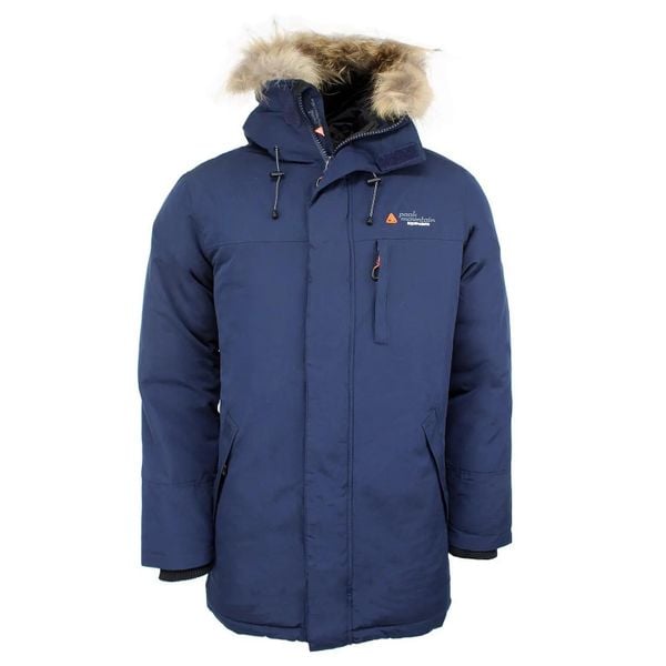 Parka Peak Mountain Cogan. Niebieskie parki męskie Peak Mountain, m, bez wzorów, z futra, bez kołnierzyka, bez kaptura. Za 700.50 zł.