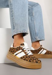 Panterkowe Sneakersy Kultowe Tenisówki z Ozdobnymi Paskami Vandell. Trampki i tenisówki damskie Renee, bez wzorów, z jeansu, bez zapięcia. Za 79.99 zł.
