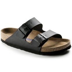 Birkenstock Arizona BS Klapki unisex. Czarne klapki damskie Birkenstock, na lato, bez wzorów, ze skóry, casualowe, bez obcasa, bez zapięcia. Za 299.99 zł.
