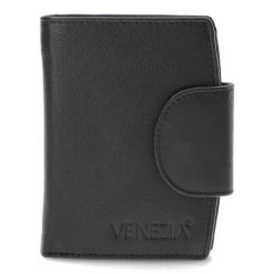 Czarny Stylowy Portfel Damski Venezia z Blokadą RFID. Czarne portfele damskie Venezia, ze skóry. Za 129.00 zł.