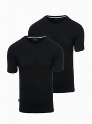 Zestaw męskich t-shirtów z okrągłym dekoltem - czarna V5 Z101 - XXL. Czarne t-shirty męskie Ombre Clothing, l, bez wzorów, z bawełny, bez kołnierzyka, bez ramiączek. W wyprzedaży za 89.99 zł.