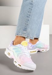 Biało-Różowe Buty Sportowe Sneakersy z Tłoczoną Cholewką Calzivis. Białe obuwie sportowe damskie Renee, z aplikacjami, z jeansu, bez zapięcia. Za 119.99 zł.