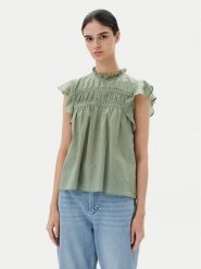 ONLY Bluzka Katti 15337637 Zielony Regular Fit. Zielone bluzki damskie ONLY, s, bez wzorów, z bawełny, bez kołnierzyka, bez ramiączek. Za 79.99 zł.