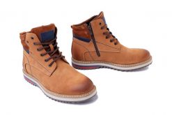 MANITU 660497-21 tan, trzewiki męskie. Brązowe botki męskie Manitu, na zimę, bez wzorów, z tkaniny, bez obcasa, bez zapięcia. Za 459.90 zł.