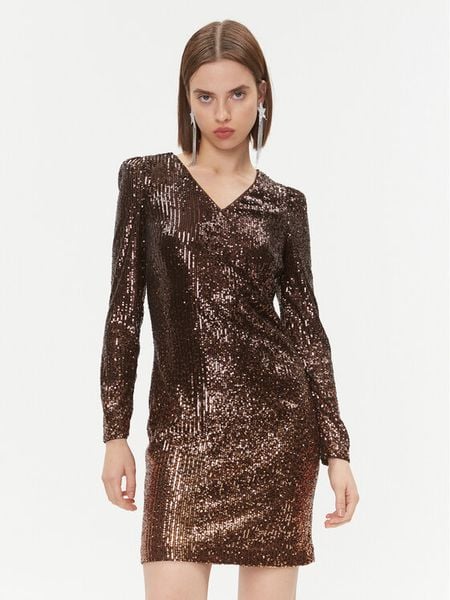 DKNY Sukienka codzienna DD3HZ942 Brązowy Regular Fit. Brązowe sukienki damskie DKNY, na co dzień, bez wzorów, z syntetyku, bez kołnierzyka, bez ramiączek, proste. Za 579.99 zł.