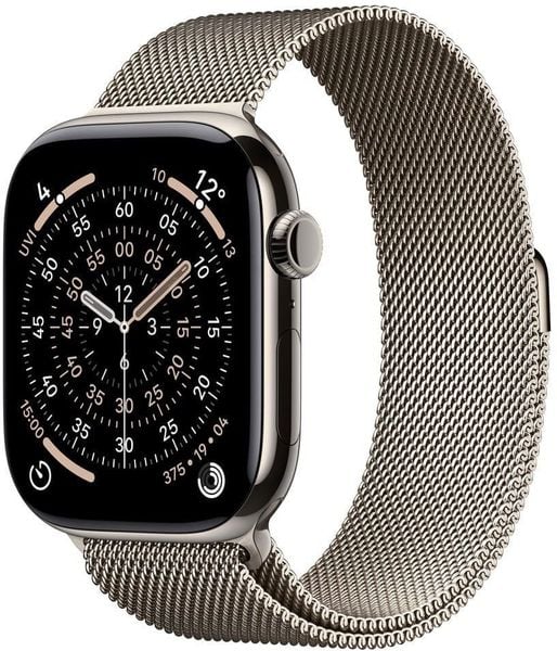 Smartwatch Apple Watch 11 GPS + Cellular 42mm Natural Titanium Milanese Loop Szary (MF8P4ZR/A). Szare zegarki smartwatch Apple, bez wzorów. Za 3,555.00 zł.