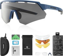 Okulary przeciwsłoneczne polaryzacyjne z 4 wymiennymi soczewkami. Niebieskie okulary przeciwsłoneczne damskie ROCKBROS. Za 155.60 zł.