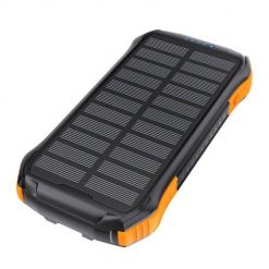 Powerbank solarny Choetech B658 2x USB 10000mAh Qi 5W (czarno-pomarańczowy). Brązowe powerbanki CHOETECH. Za 100.99 zł.