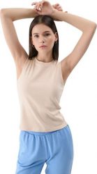 Koszulka damska 4F F132 beżowa 4FWMM00TSLEF132 083S 2XL. Brązowe bluzki damskie 4F, s, bez wzorów, bez kołnierzyka, bez ramiączek. Za 45.37 zł.