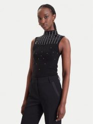 Fracomina Bluzka FR26WT4005K506R9 Czarny Slim Fit. Czarne bluzki damskie Fracomina, m, bez wzorów, z syntetyku, bez kołnierzyka, bez ramiączek. Za 309.99 zł.