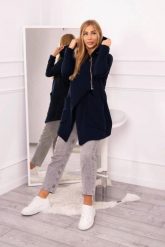 Bluza ocieplana z asymetrycznym suwakiem granatowa. Bluzy damskie KESI, l, bez wzorów, z bawełny, bez ramiączek, bez kaptura. Za 238.37 zł.