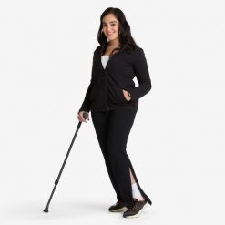 Legginsy damskie rozpinane Decathlon. Czarne legginsy damskie Decathlon, bez wzorów, z bawełny. Za 149.99 zł.