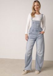 Niebieskie Jeansy Ogrodniczki z Bawełną o Kroju Balloon Rivaras. Niebieskie jeansy damskie Born2be, bez wzorów, z bawełny, klasyczne, z podwyższonym stanem. Za 159.99 zł.