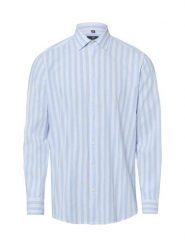Nils Sundström koszula casual z lnem Mężczyźni Modern Fit Bawełna niebieski, XL. Niebieskie koszule męskie Nils Sundström, m, bez wzorów, z bawełny, casualowe, bez kołnierzyka, bez ramiączek. Za 179.95 zł.