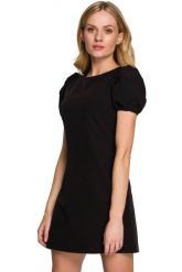 Elegancka sukienka mini krótkie bufiaste rękawy czarna. Czarne sukienki damskie Sukienki.shop, na imprezę, l, bez wzorów, eleganckie, bez kołnierzyka, bez ramiączek, mini. W wyprzedaży za 174.00 zł.