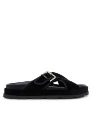 Pollini Klapki SA28094G1MTP0000 Czarny. Czarne klapki damskie Pollini, bez wzorów, z materiału, bez obcasa, bez zapięcia. Za 829.99 zł.