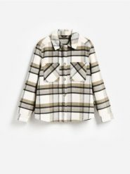Koszula regular fit z domieszką wełny - złamana biel. Koszule męskie Reserved, l, bez wzorów, z dzianiny, bez kołnierzyka, bez ramiączek. Za 179.99 zł.