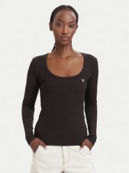 Guess Bluzka V4BP07 K8RT2 Brązowy ciemny Slim Fit. Brązowe bluzki damskie Guess, xxs, z aplikacjami, z wiskozy, bez kołnierzyka, bez ramiączek. Za 194.99 zł.