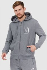ARMANI EXCHANGE Szara bluza męska z kapturem na zamek, Rozmiar S. Szare bluzy męskie Armani Exchange, l, bez wzorów, bez ramiączek, z kapturem. W wyprzedaży za 369.99 zł.