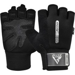 Rękawiczki fitness W1 - Z otwartymi palcami - Czarny - L. Czarne rękawiczki męskie RDX SPORTS, bez wzorów. Za 79.99 zł.