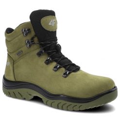 Zielone Trekkingi 4F Męskie Sportowe Buty Zimowe. Zielone botki męskie 4F, na zimę, z nubiku, bez zapięcia. Za 349.00 zł.