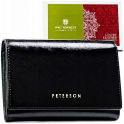 Portfel skórzany Peterson PTN PL-445 czarny. Czarne portfele damskie Peterson, ze skóry. Za 129.00 zł.